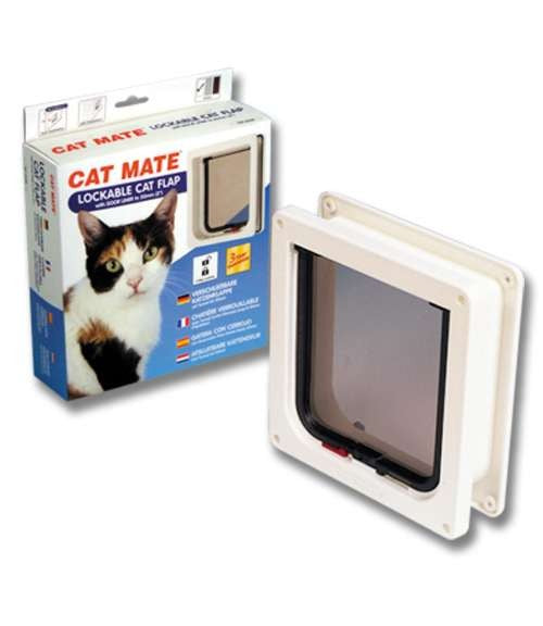LOCKABLE CAT FLAP 2 WAY LOCKING PET MATE SMALL ENTRY EXIT DOOR LOCK BROWN WHITE