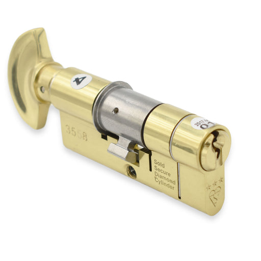 35/35 Thumb turn Brass UAP Kinetica TS007 3 Star Diamond Standard Anti Snap Euro Cylinder