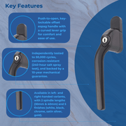 uPVC Universal Window Handle Cranked Double Glazing Locking Espag Replacement