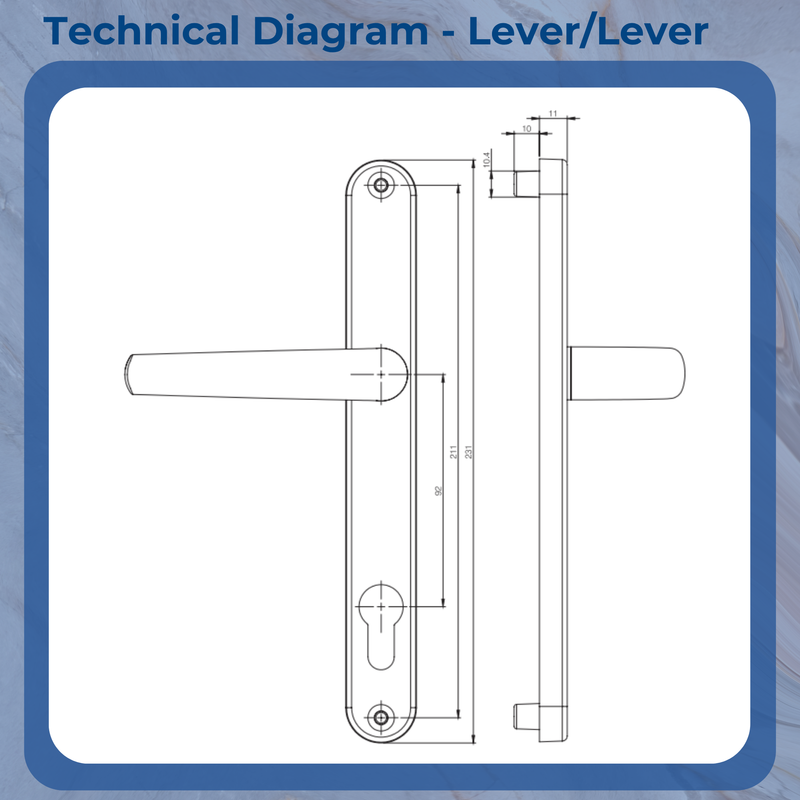 Mila Hero 212mm Screws Sprung Door Handle Inline Lever Pad Offset UPVC Patio
