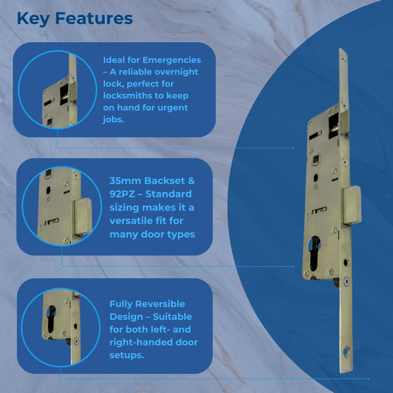 Overnight Door Lock 35mm 92pz Backsets Great For Locksmiths Vans