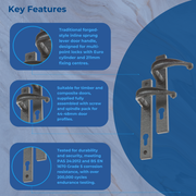 Sculptured Sprung Inline Lever Door Handle for uPVC & Composite Doors