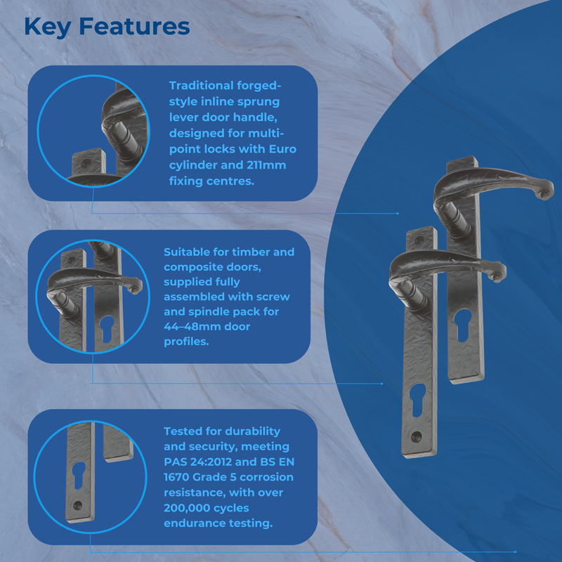 Sculptured Sprung Inline Lever Door Handle for uPVC & Composite Doors