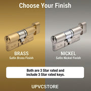Satin Brass and Satin Nickel thumbturn cylinder finish comparison