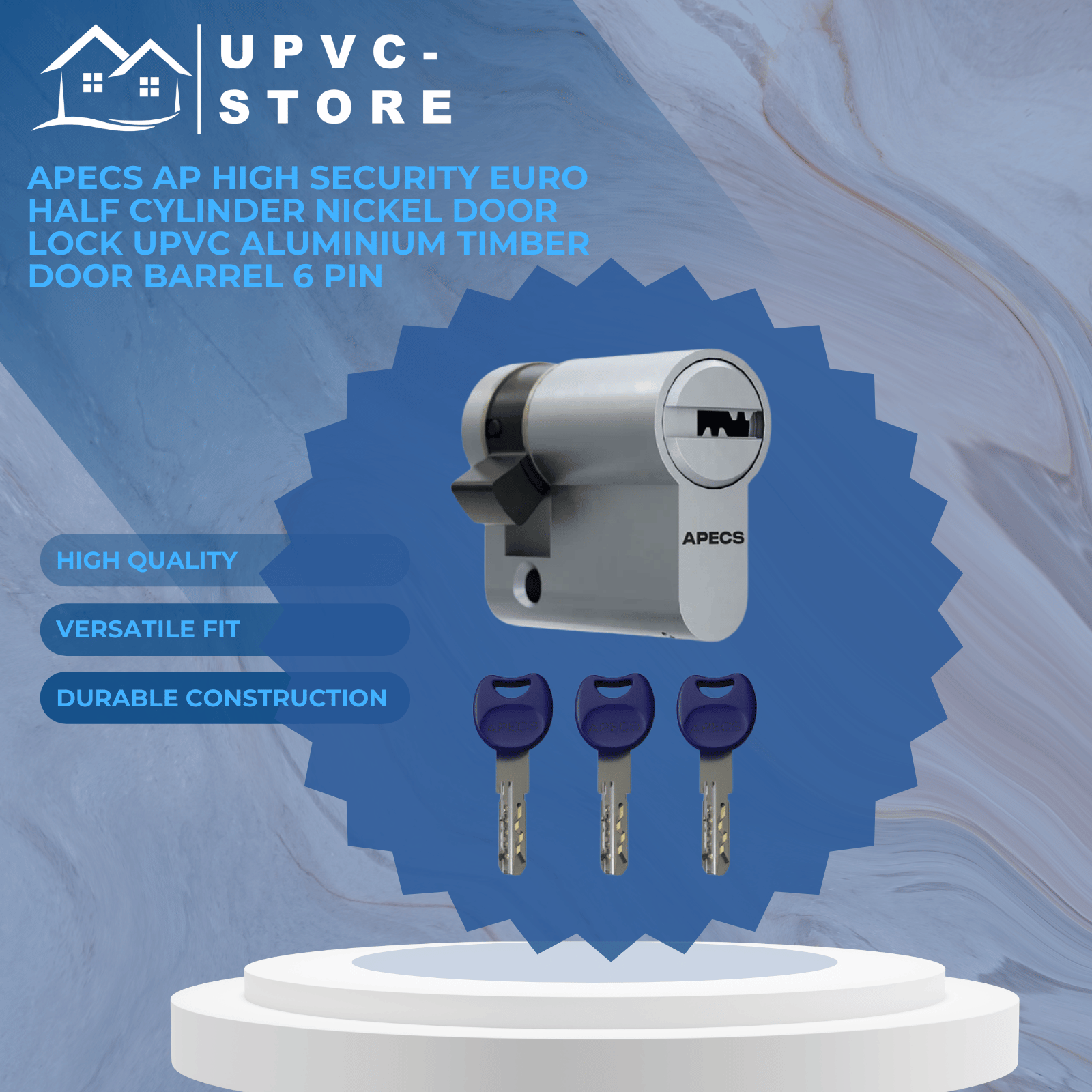 Apecs AP High Security Euro Half Cylinder Nickel Door Lock uPVC Alumin ...