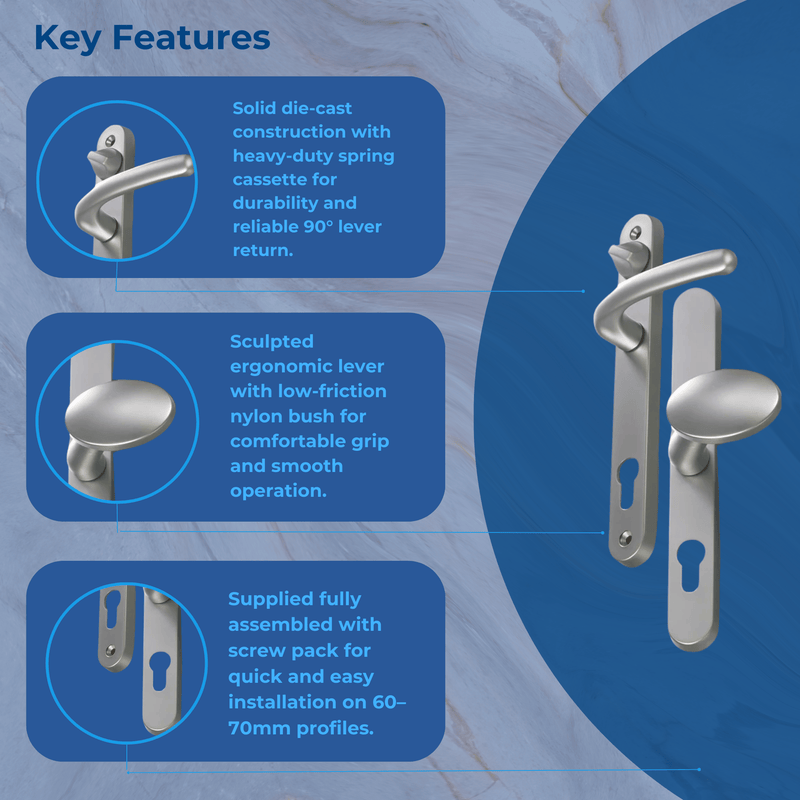 Balmoral Sprung 92/62 pz Offset Snib Lever Pad Door Handle 215mm Screws