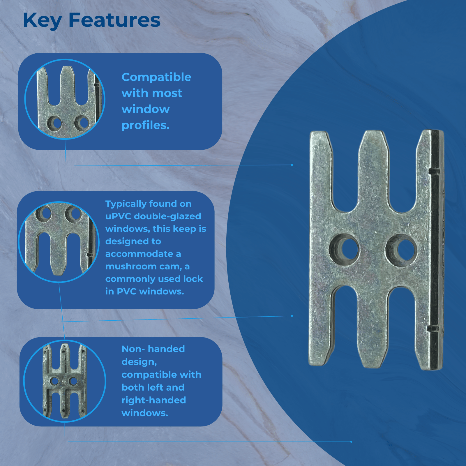 Avocet WMS Upvc Double Glazed Window Lock Keep ERKUNIM Universal Strik ...