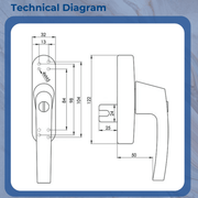 Roto Siegenia Si Aubi Alu500 Aluminium Tilt Turn Window White Handle Replacement Fork