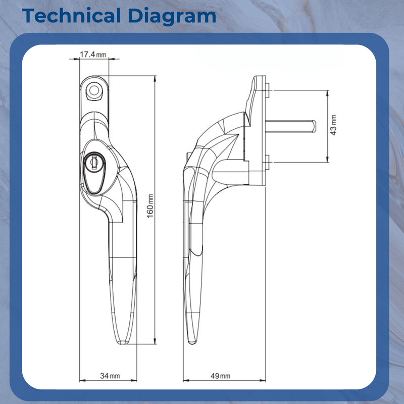 uPVC Universal Window Handle Cranked Double Glazing Locking Espag Replacement