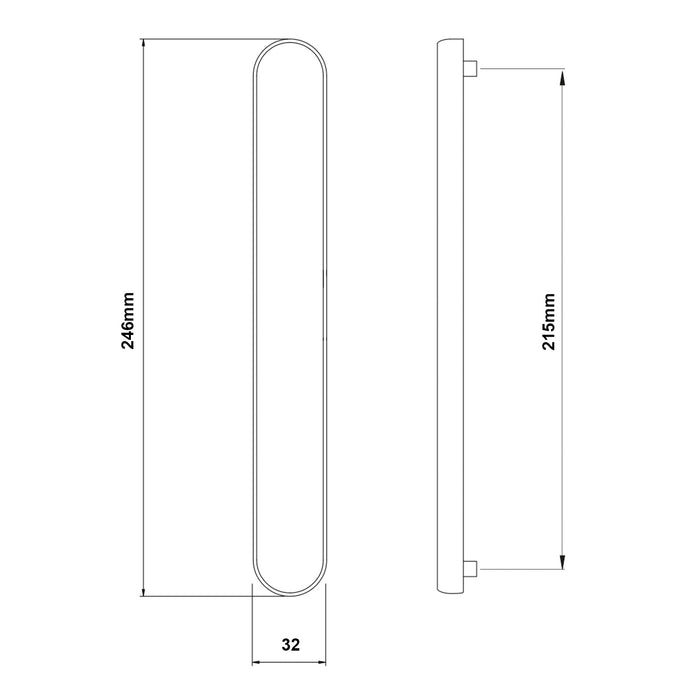 uPVC Door Handle Blank Plate French Doors Blanking Handle PVC 215mm Screw Centres Short Backplate