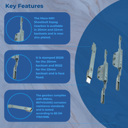 Maco MK1 Shootbolt Espag Gearbox Mechanism UPVC Window Lock 20mm and 22mm Backset