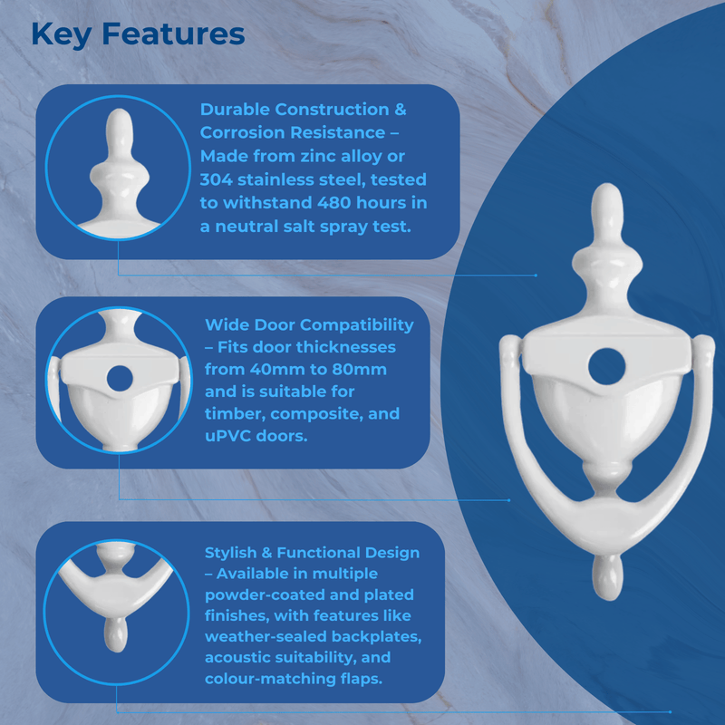 Direkt UPVC Door Knocker With Or Without Spy Hole
