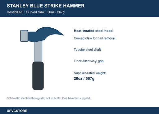 Stanley Blue Strike Curved Claw Hammer – 20oz / 567g