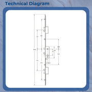 Fullex XL Multipoint Door Lock – 3 Hooks, 2 Anti-Lift Pins, 4 Rollers & Latch (721mm Top Hook to Spindle)