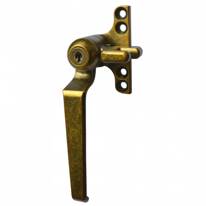 B195 Antique Brass key locking cockspur window handle