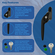 uPVC Universal Window Handle Cranked Double Glazing Locking Espag Replacement