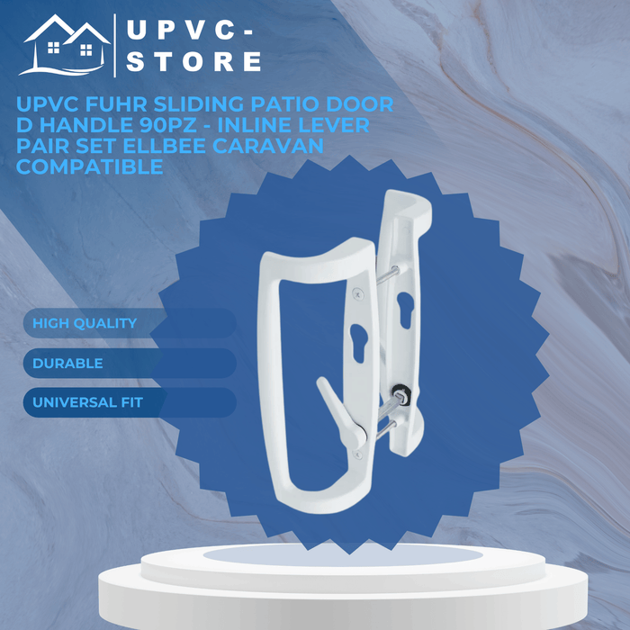  uPVC Fuhr Sliding Patio Door D Handle 90pz - Inline Lever Pair Set Ellbee Caravan Compatible 