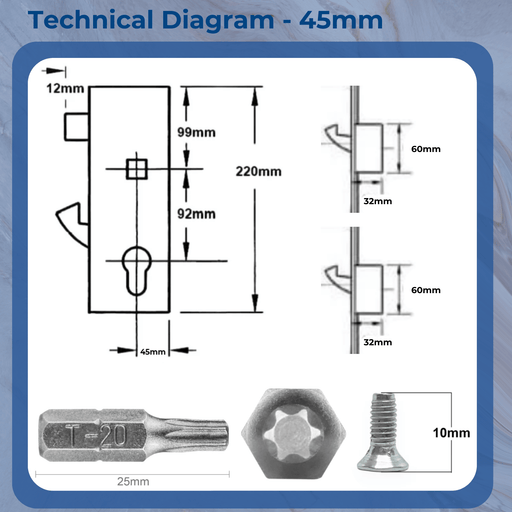 Multipoint 2 Small Hook Door ERA Refurbishment Kit – 35mm or 45mm Backset  Multipoint Lock Repair Set