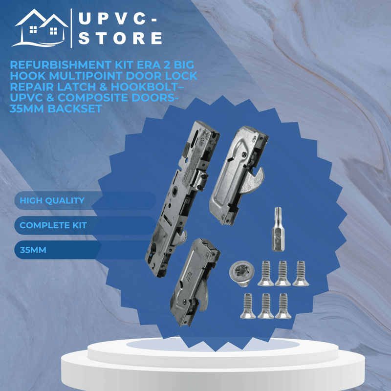 Refurbishment Kit ERA 2 Big Hook Multipoint Door Lock Repair Latch & Hookbolt– uPVC & Composite Doors- 35mm