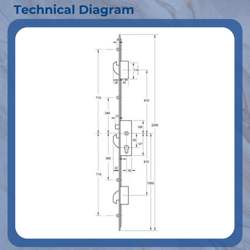 ERA Multipoint Door Lock – Split Spindle with 3 Hooks, 4 Rollers & Latch
