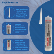 White Stelmax 1961 Gap Filler Sealant PVC Resin Cartridge Tube Crack Bonding