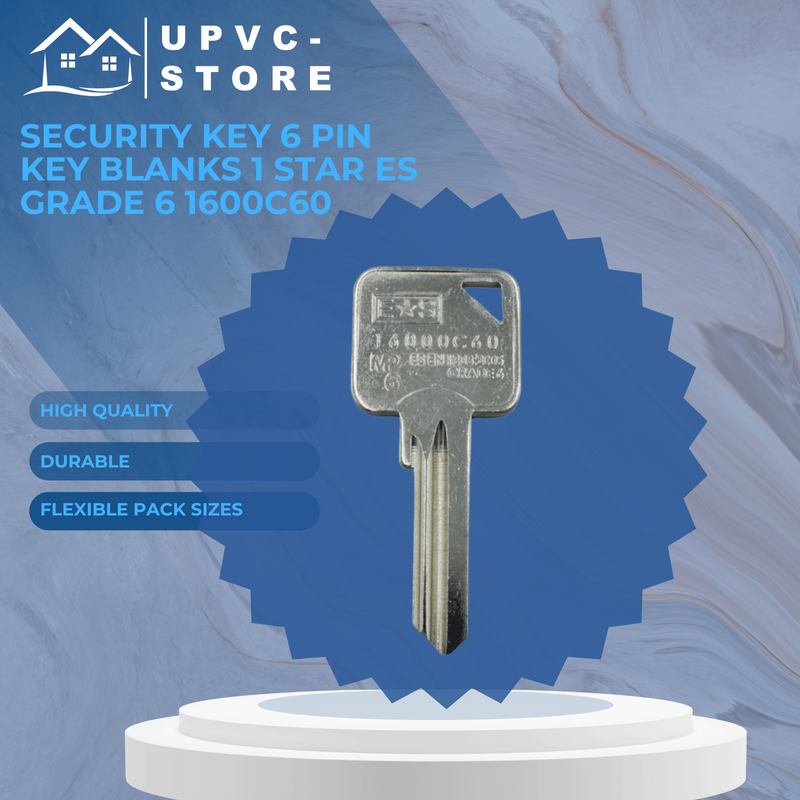 Security Key 6 pin key blanks 1 Star ES Grade 6 1600C60