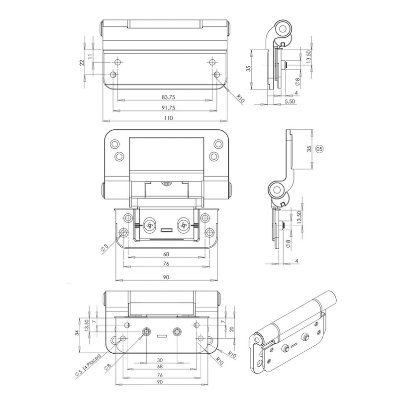 Yale / Trojan 3D Composite Door Hinge — Rebated Adjustable Butt Hinge