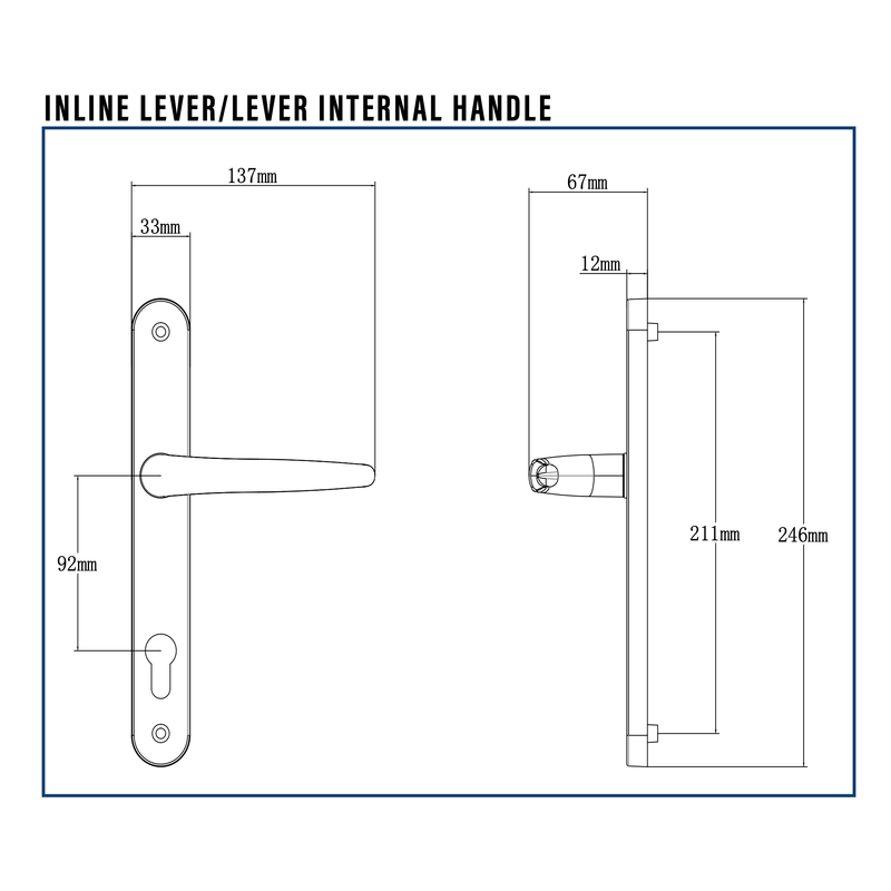 Quantum MK2 Replacement Door Handles Smokey Chrome – 92mm PZ – 122mm or 211mm Screw Centres