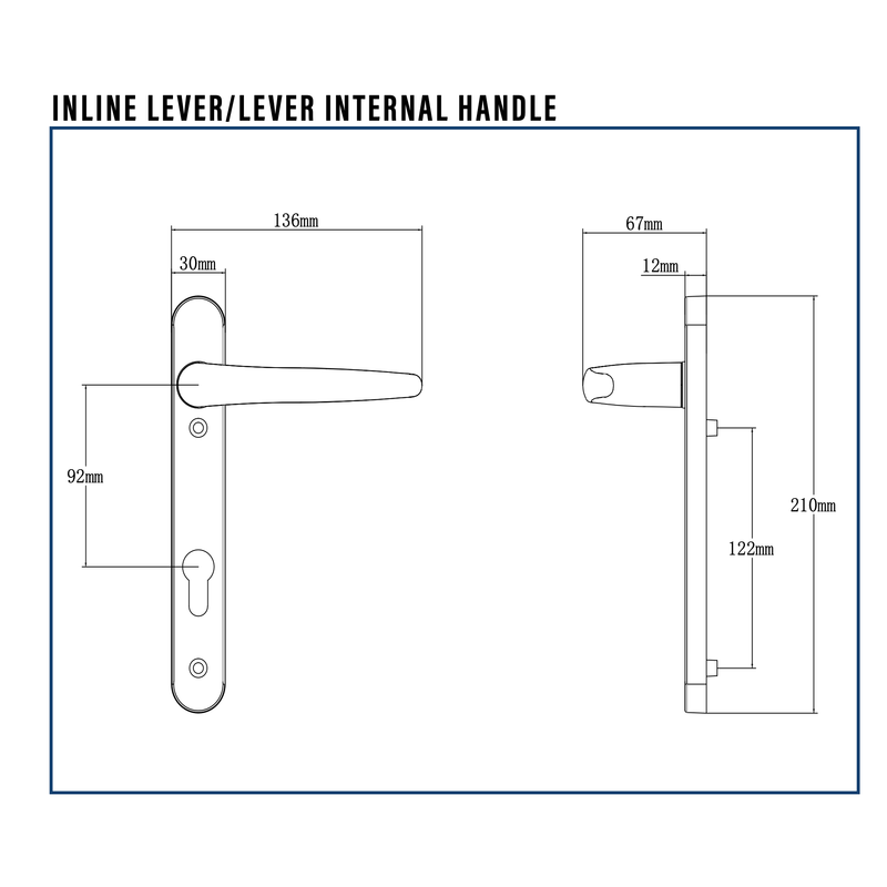 Quantum MK2 Replacement Door Handles Smokey Chrome – 92mm PZ – 122mm or 211mm Screw Centres