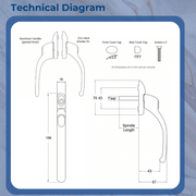 Inline Espag UPVC Window Handle Locking Universal Double Glazing Fab and Fix Connoisseur