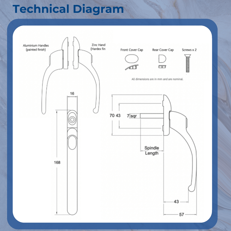 Inline Espag UPVC Window Handle Locking Universal Double Glazing Fab and Fix Connoisseur
