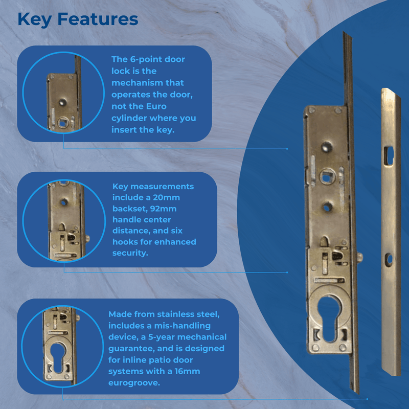 Yale Sliding Patio Door Lock UPVC 6 Point Inline Anti Lift Paddock Mila Fearless Bundles