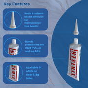 Stelmax 1985 Adhesive PVC Resin & Solvent Based 135g Tube White / Clear