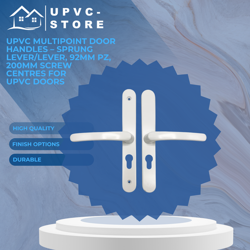 uPVC Multipoint Door Handles – Sprung Lever/Lever, 92mm PZ, 200mm Screw Centres 