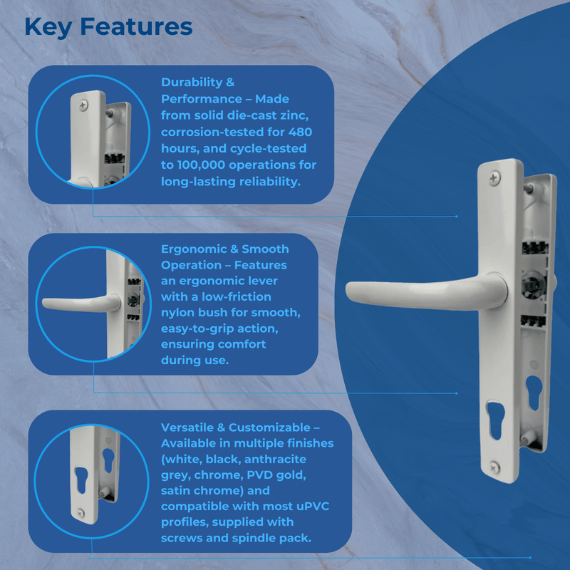 Direkt Hybrid uPVC Door Handle 215mm Screw Centres 92PZ
