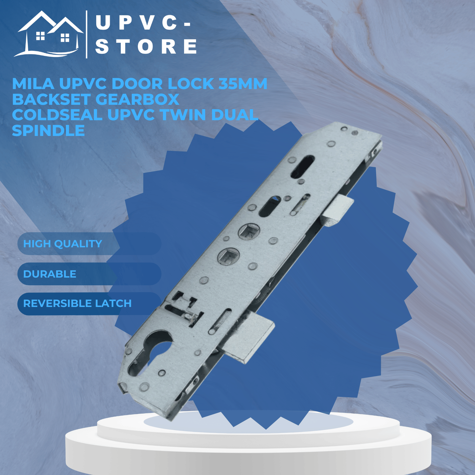 Mila Upvc Door Lock 35mm Backset Gearbox Coldseal Upvc Twin Dual Spind ...