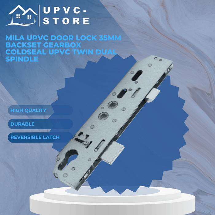 100% Genuine Mila Upvc Door Lock 35mm Backset Gearbox Coldseal Upvc Twin Dual Spindle