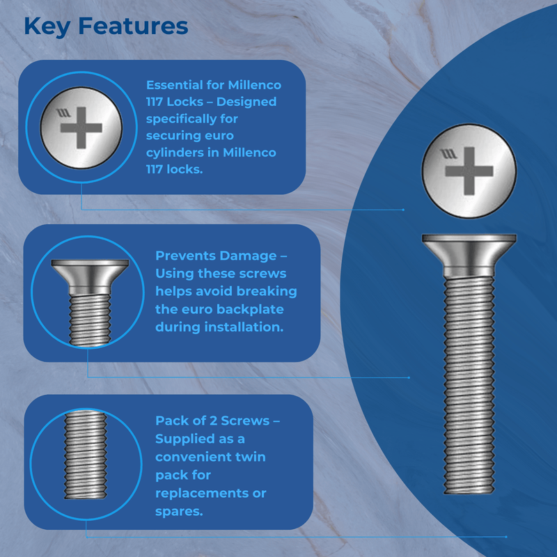 Millenco Multipoint Lock Repair Euro Hole Screw Repair Part x 2