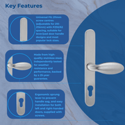 Stainless Steel UPVC Door Handle Lever Pad Offset 92mm/62mm PZ 211mm