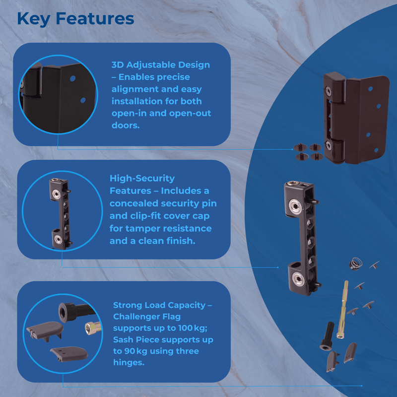 ERA Laird Challenger 3D Adjustable Butt Rebate Door Hinge – For Timber & Composite Doors