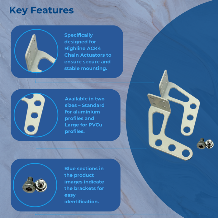 Highline ACK4 Chain Actuator Mounting Brackets – Window Control Fixing Brackets