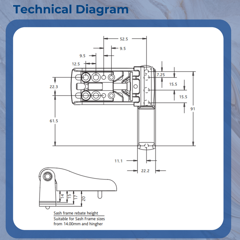 Anchorage Intelligent Strength Lift-Off uPVC Flag Door Hinge 16.5mm - 21mm – Heavy-Duty Adjustable Hinge for Double Glazing Doors
