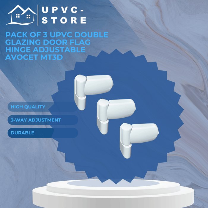 Pack of 3 uPVC Double Glazing Door Flag Hinge Adjustable Avocet MT3D