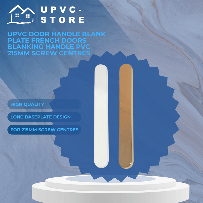 uPVC Door Handle Blank Plate French Doors Blanking Handle PVC 215mm Screw Centres