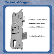 Fuhr Upvc Door Lock Multi Point Upvc Gearbox Fuhr Case 35mm 92mm