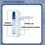 UPVC Double Glazing Trojan Sparta 92PZ 122mm Screw Centers Sprung Patio Door Handle Set PVC