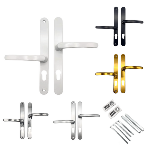 Offset Lever Lever uPVC Multipoint Door Handles – 48/87mm PZ Centres – Sprung – 240mm Screw Fixing Centres 