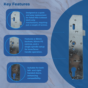 Mila Coldseal Latch Only Replacement uPVC Gear Box Door Lock Centre Case 35mm