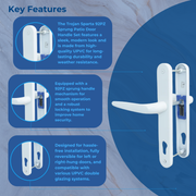 UPVC Double Glazing Trojan Sparta 92PZ Sprung Patio Door Handle Set PVC 212mm Screw Centers