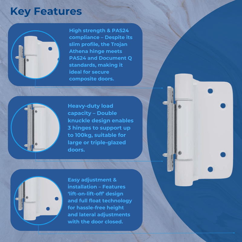 Trojan Athena Composite Door Hinge Slimline Butt Hinge